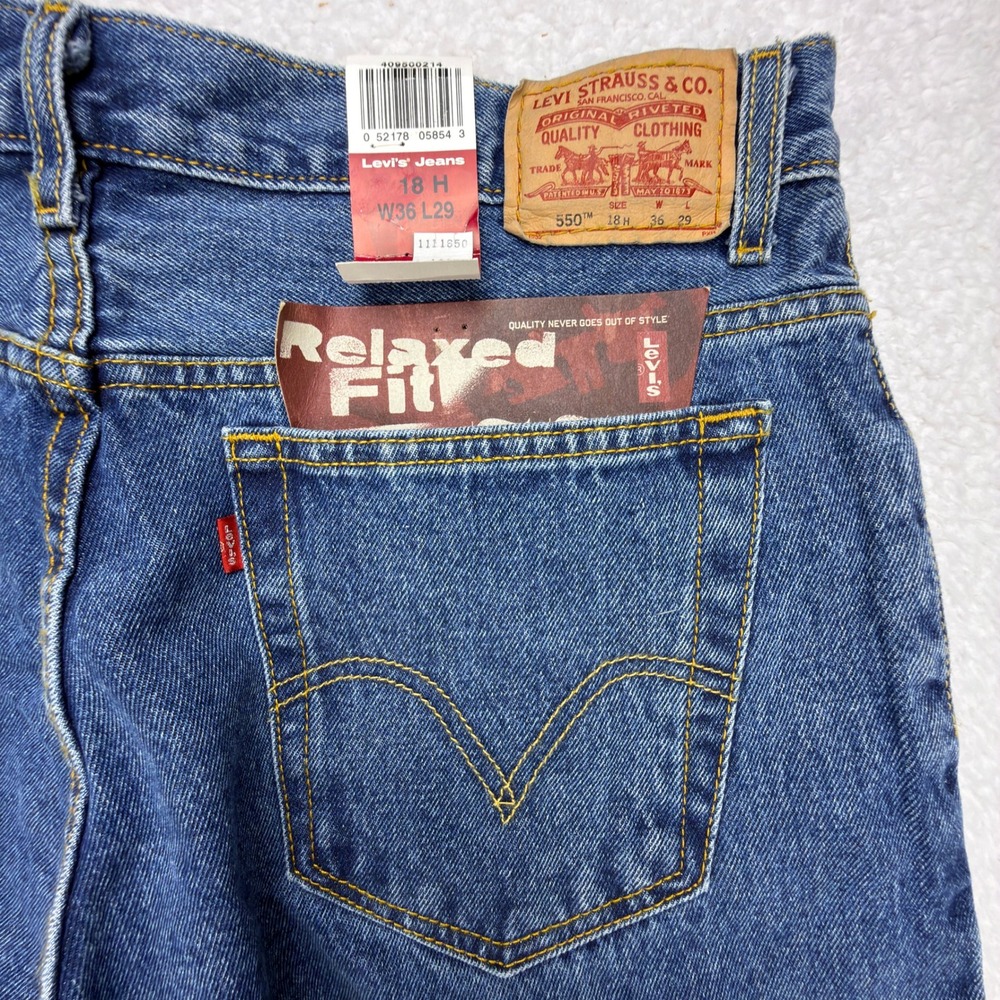 Vintage Levis 550 Relaxed Fit Denim Blue Jeans Mens 36x39 NWT NOS Husky 18H